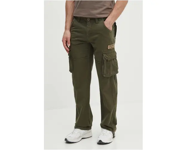 Alpha Industries pantaloni de bumbac Jet Pant culoarea verde, drept 101212.142