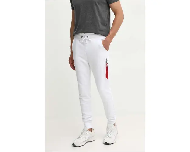 Alpha Industries pantaloni de trening culoarea alb, uni