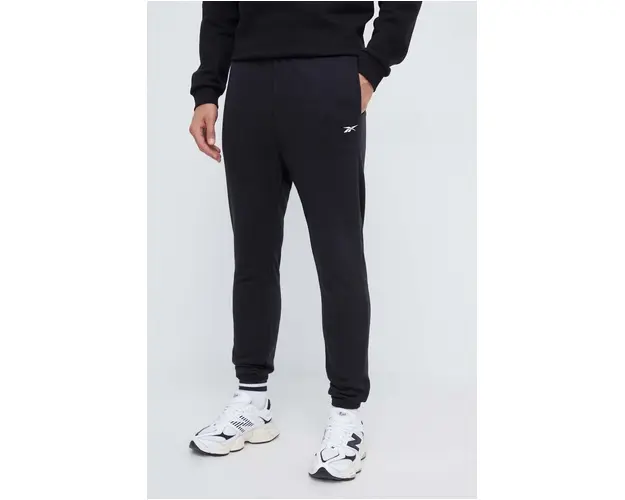 Reebok pantaloni barbati, culoarea negru, neted