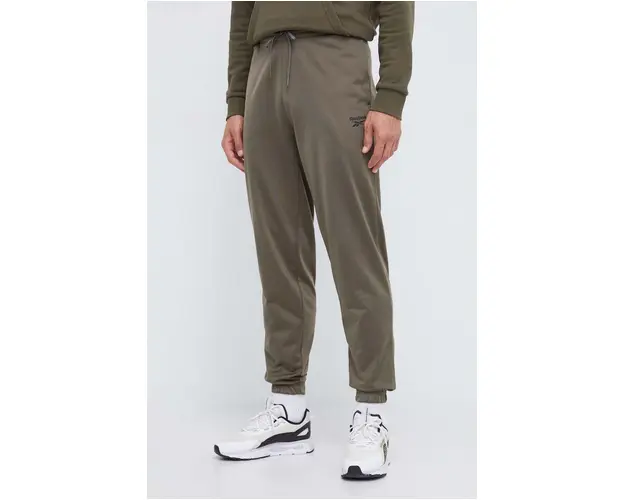 Reebok pantaloni de trening culoarea verde, neted