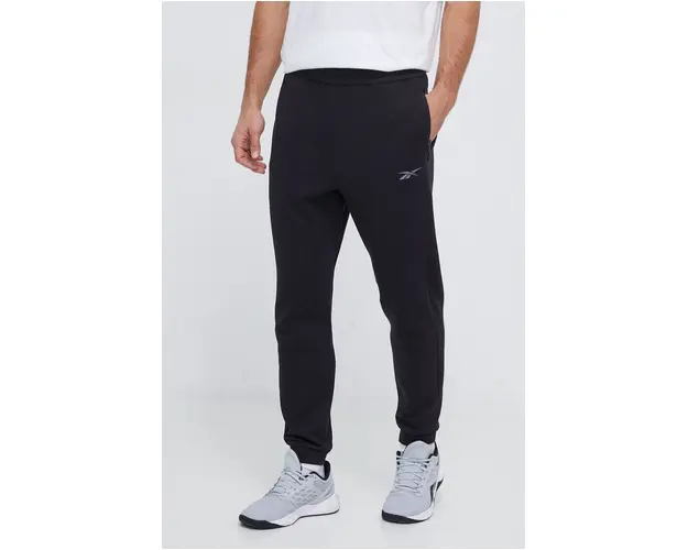 Reebok pantaloni de trening culoarea negru, neted