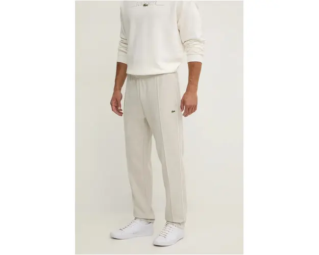 Lacoste pantaloni de trening culoarea gri, neted