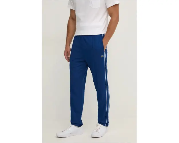 Lacoste pantaloni de trening culoarea albastru marin, neted