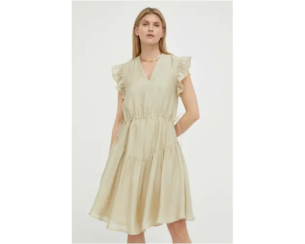 Bruuns Bazaar rochie Zaria Camma culoarea bej, mini, evazati