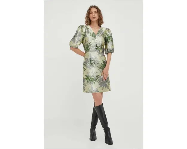Bruuns Bazaar rochie culoarea verde, mini, drept