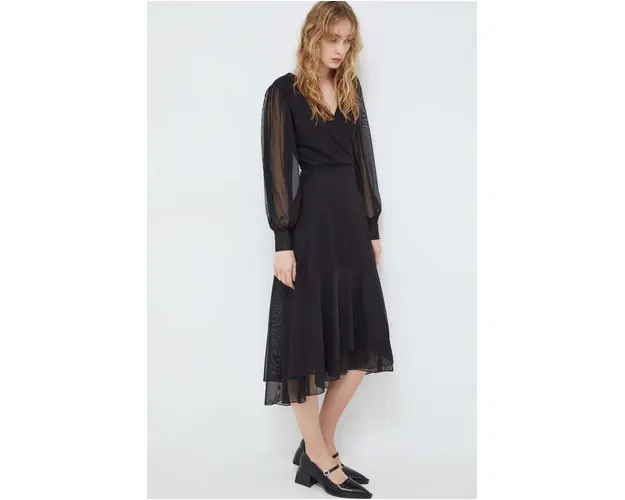 Bruuns Bazaar rochie culoarea negru, midi, evazati