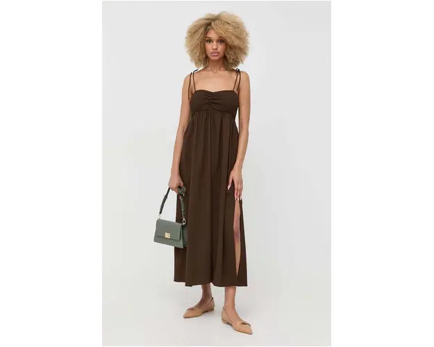 Notes du Nord rochie Carrie culoarea maro, maxi, evazati