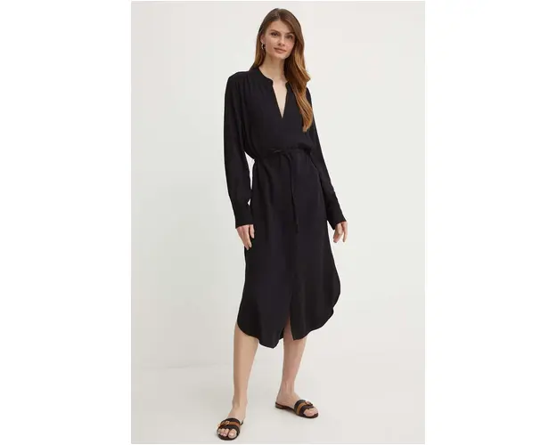 BOSS rochie culoarea negru, midi, oversize