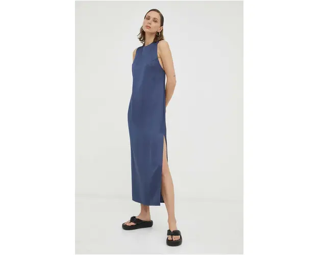 Samsoe Samsoe rochie culoarea bleumarin, maxi, drept