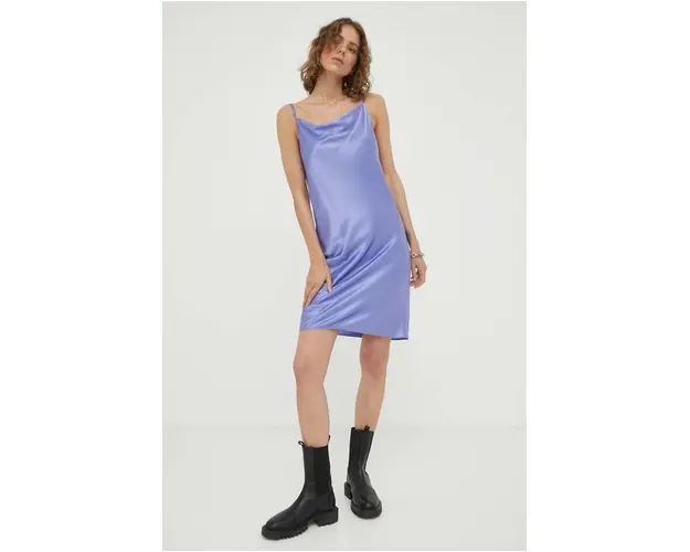 Samsoe Samsoe rochie din amestec de matase culoarea violet, mini, mulata