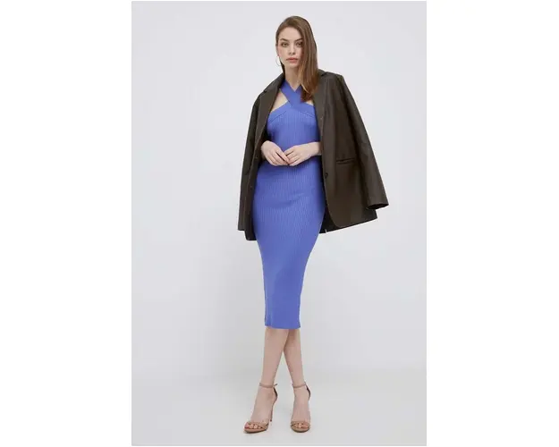 Dkny rochie culoarea violet, midi, mulata