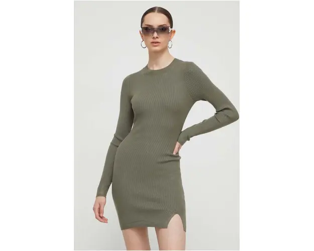 Hollister Co. rochie culoarea verde, mini, mulata