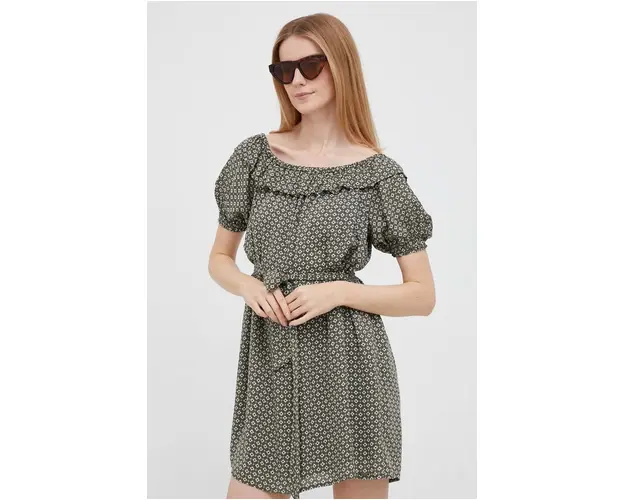 Pepe Jeans rochie culoarea verde, mini, drept