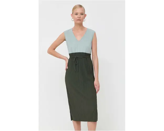 Max Mara Leisure rochie culoarea verde, midi, evazati
