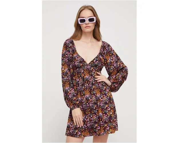 Roxy rochie culoarea violet, mini, evazati