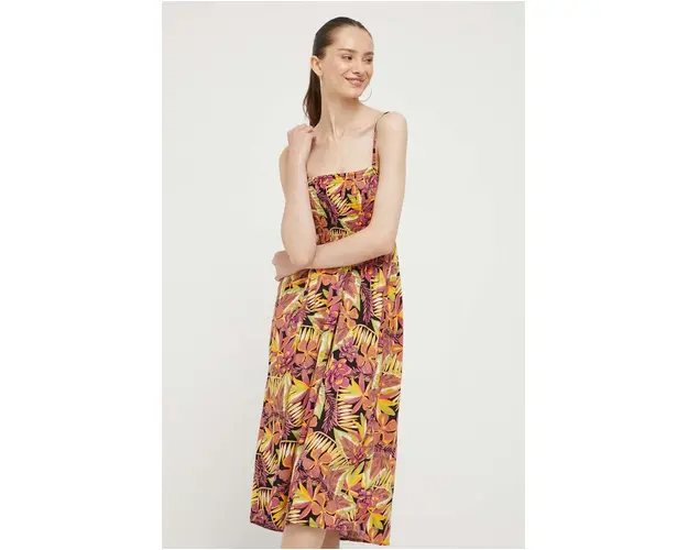 Roxy rochie culoarea violet, midi, evazati