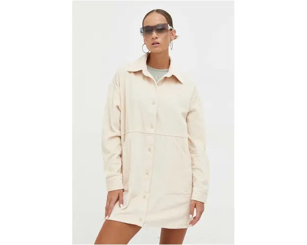 Billabong rochie din velur culoarea alb, mini, drept