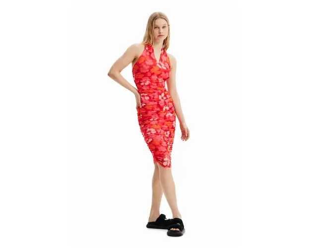 Desigual rochie culoarea rosu, midi, mulata
