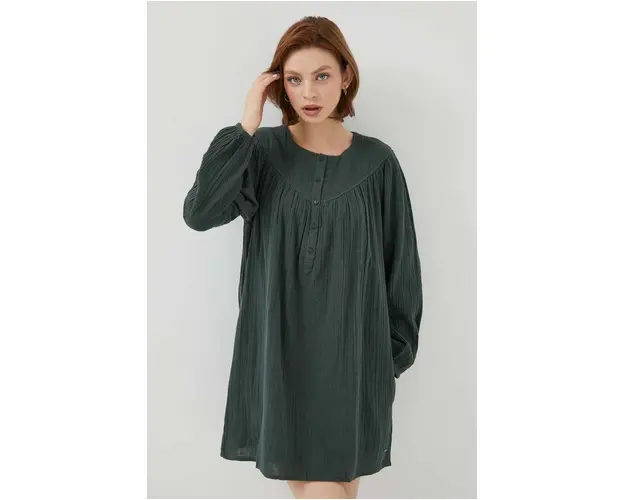 Pepe Jeans rochie din bumbac INDIA culoarea verde, mini, evazati