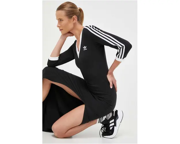 adidas Originals rochie culoarea negru, maxi, mulata IK0439