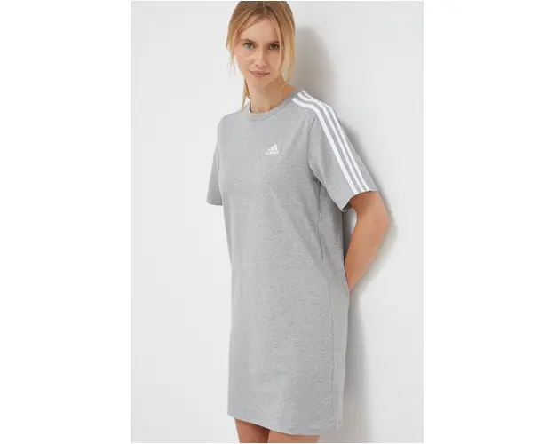 adidas rochie din bumbac culoarea gri, mini, oversize HR4924