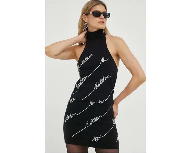 Rotate rochie culoarea negru, mini, mulata