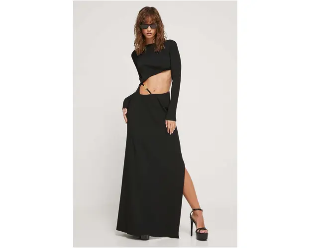 GCDS rochie culoarea negru, maxi, mulata