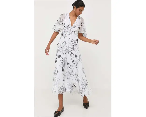 Victoria Beckham rochie culoarea alb, maxi, evazati