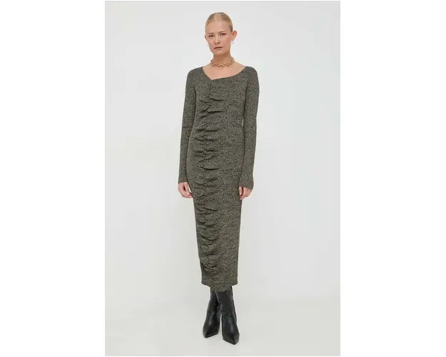 Notes du Nord rochie culoarea verde, maxi, mulata