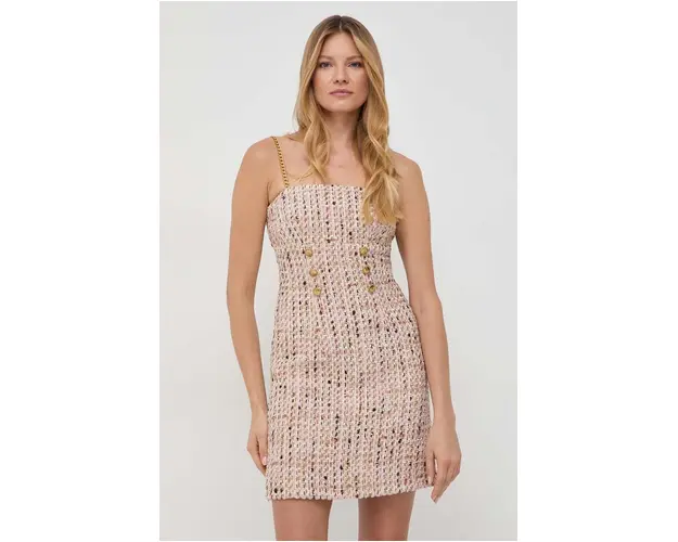 Luisa Spagnoli rochie din amestec de lana culoarea bej, mini, mulata