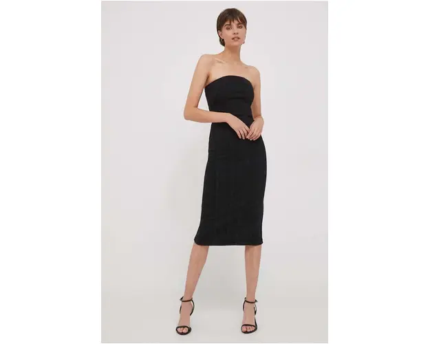 Sisley rochie jeans culoarea negru, mini, mulata