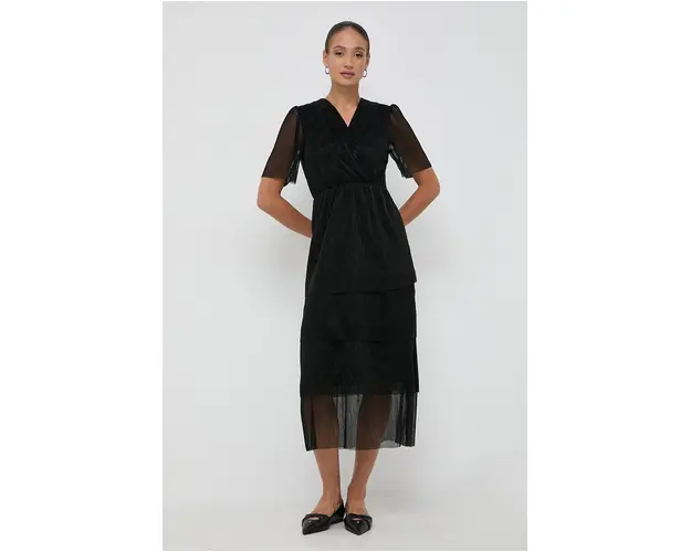 BOSS rochie culoarea negru, maxi, drept