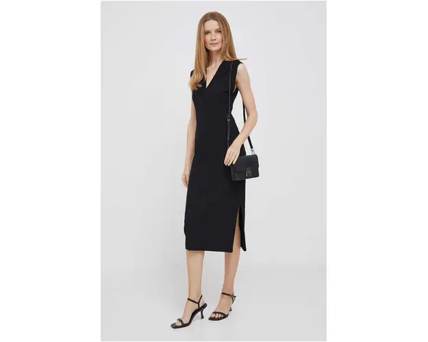Dkny rochie culoarea negru, midi, drept