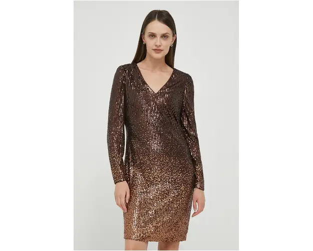 Dkny rochie culoarea maro, mini, drept