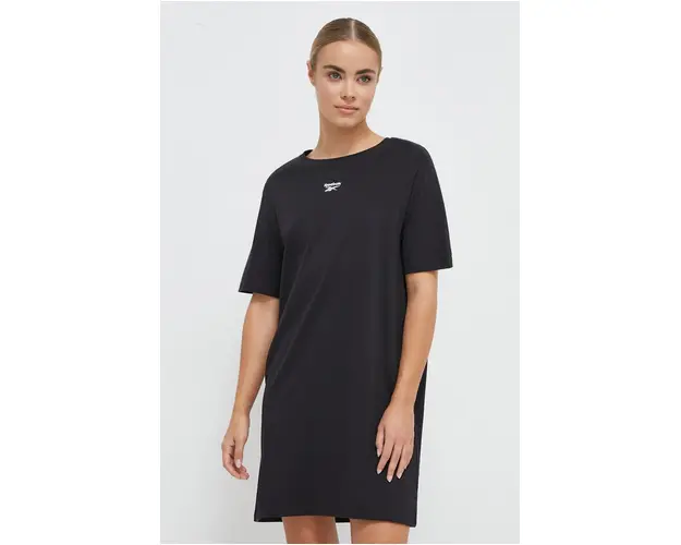 Reebok rochie din bumbac culoarea negru, mini, drept