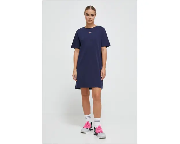 Reebok rochie din bumbac culoarea albastru marin, mini, drept