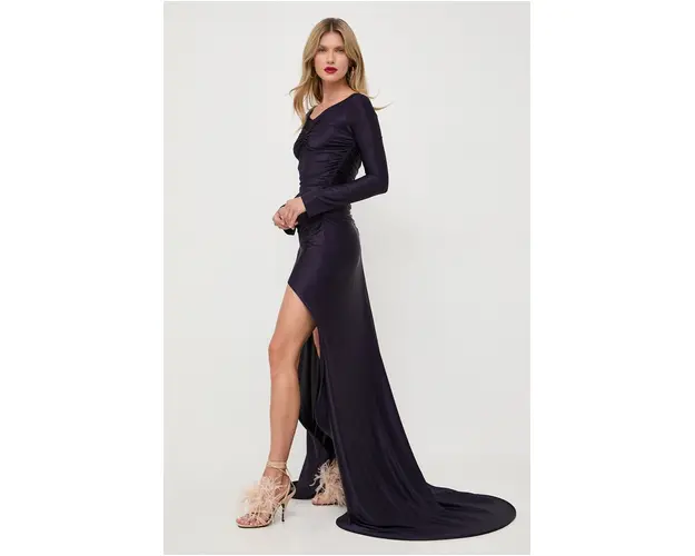 Victoria Beckham rochie Ruffle Detail Gown culoarea violet, mini, mulata