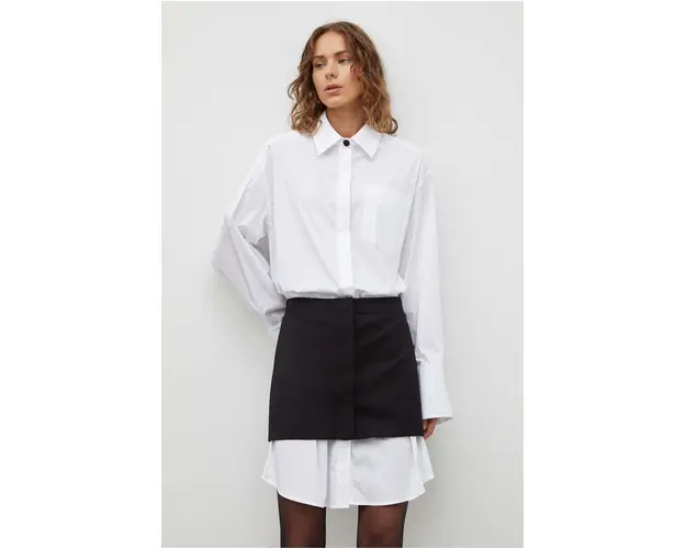 Remain rochie din amestec de lana culoarea negru, mini, oversize