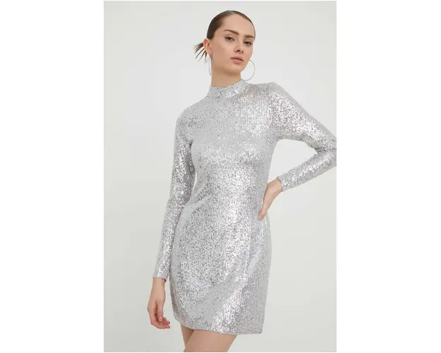 Abercrombie & Fitch rochie culoarea argintiu, mini, mulata