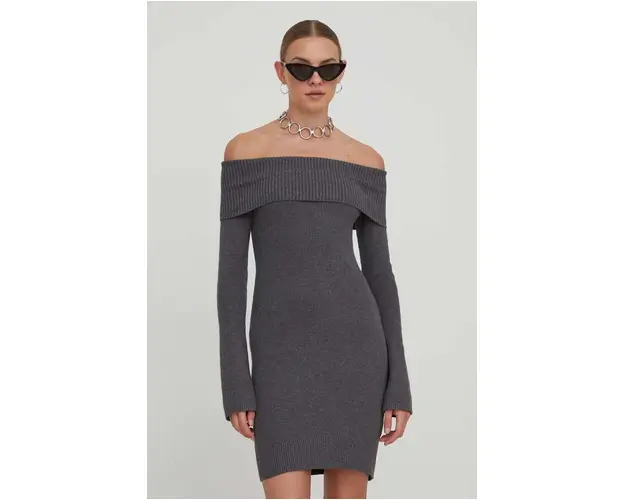 Hollister Co. rochie culoarea gri, mini, mulata