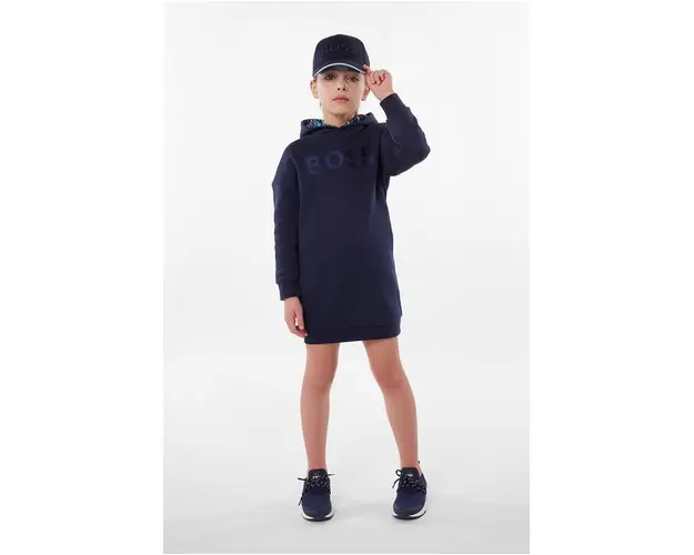 BOSS rochie fete culoarea albastru marin, mini, drept