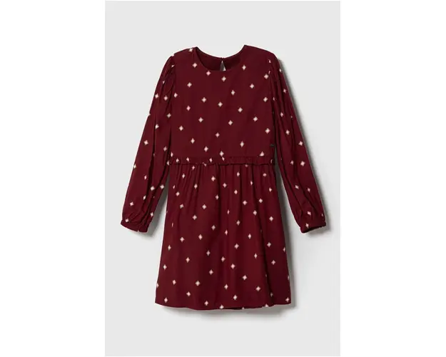Pepe Jeans rochie fete culoarea bordo, mini, evazati