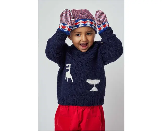 Bobo Choses pulover din amestec de lana pentru bebelusi culoarea albastru marin