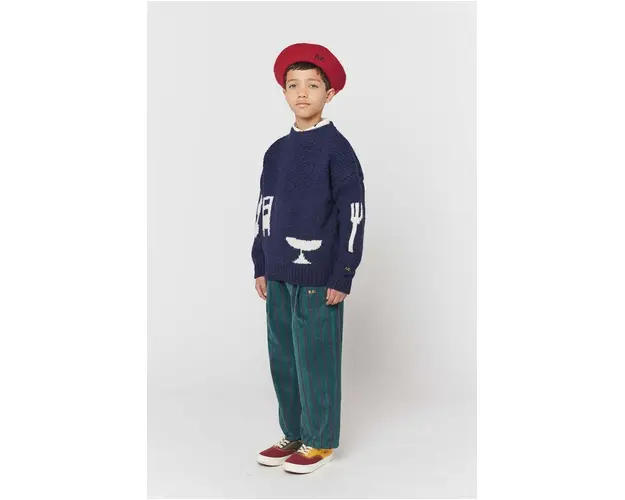 Bobo Choses pulover de lana pentru copii culoarea albastru marin