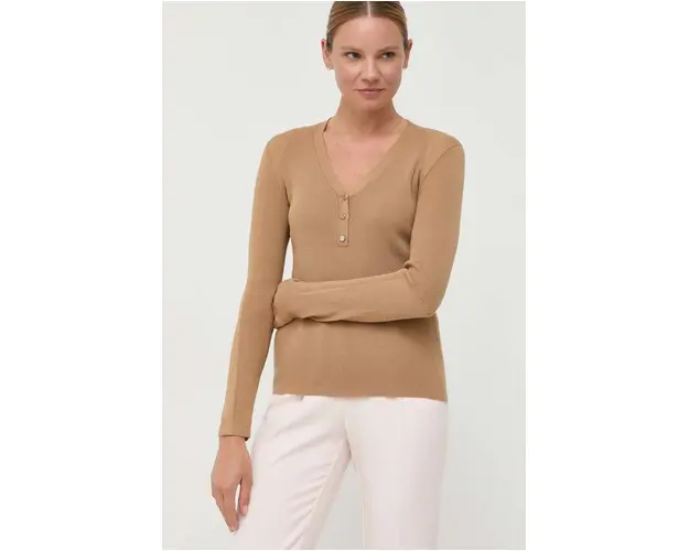 BOSS pulover din amestec de lana femei, culoarea bej, light