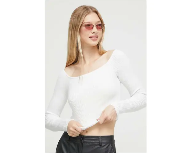 Hollister Co. pulover femei, culoarea alb, light