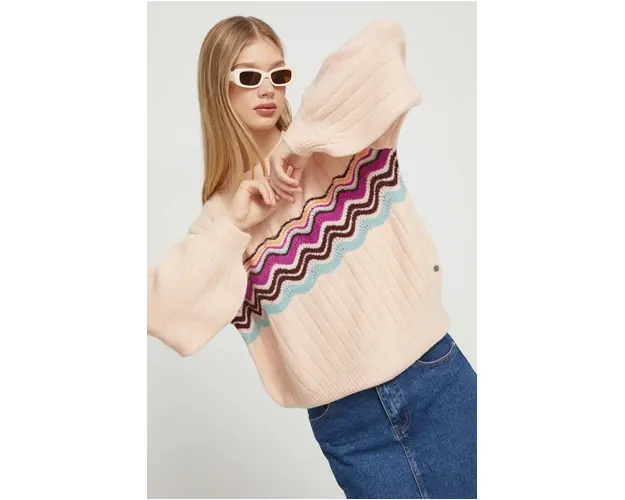 Roxy pulover femei, culoarea roz, calduros