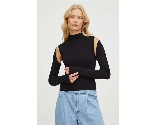 Levi's pulover femei, culoarea negru, light, cu turtleneck