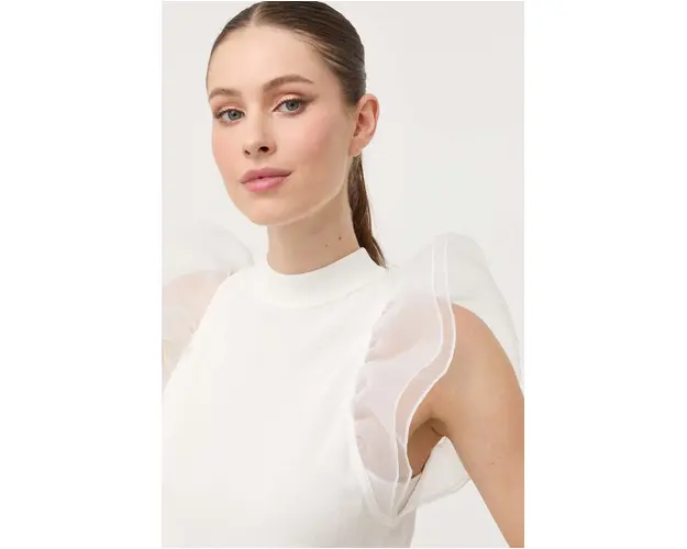 Karl Lagerfeld bluza femei, culoarea bej, neted