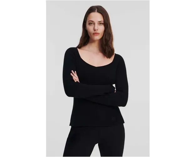 Karl Lagerfeld pulover femei, culoarea negru, light